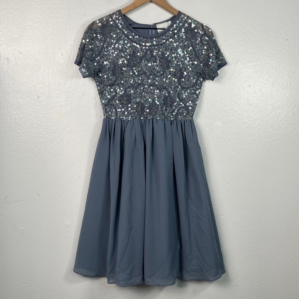Asos Maternity Semi Formal Beaded Top Dress Size 4 Blue
